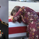 La David Johnson (AP Images/U.S. Army); Johnson’s wife grieving over his coffin (CBS Miami via Youtube screenshot)
